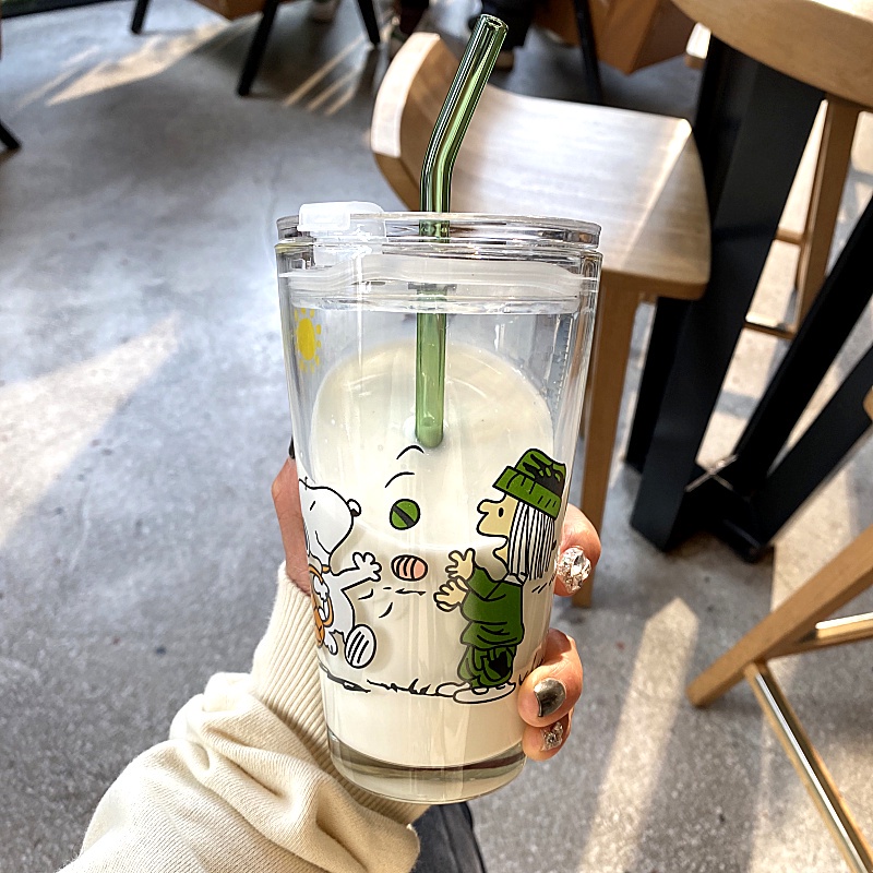 Cốc sứ uống nước cafe cute có ống hút gấp gọn có nắp đẹp dễ thương cute decor trang trí bàn làm việc cao cấp giá rẻ V012