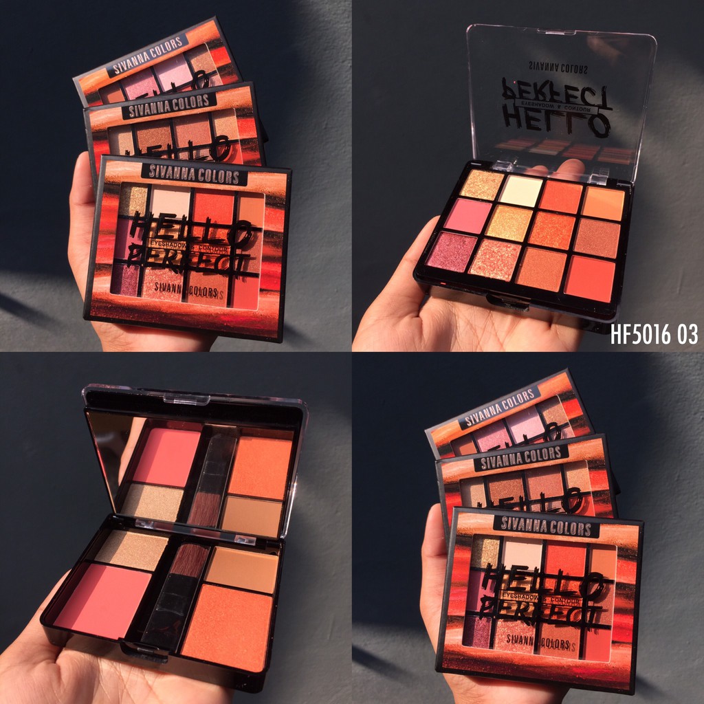 SIVANNA COLORS Eyeshadow & Contour HELLO PERFECT HF5016 Bảng Mắt Má Hồng Tạo Khối Sivanna Hello Perfect Phấn mắt và