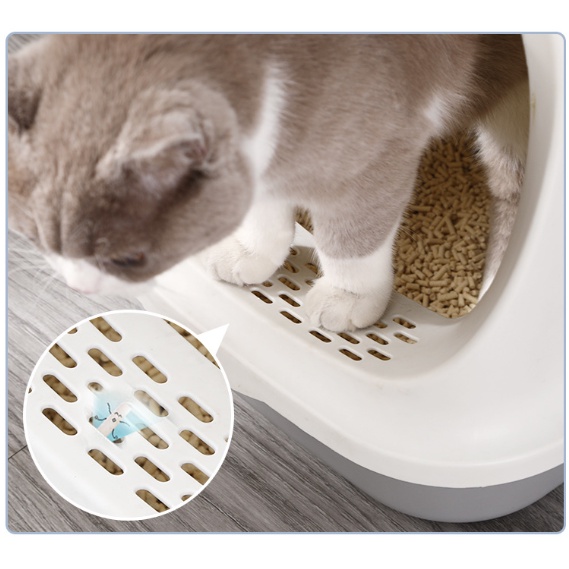 Nhà vệ sinh có nắp kín cho mèo, size to, tặng kèm xẻng