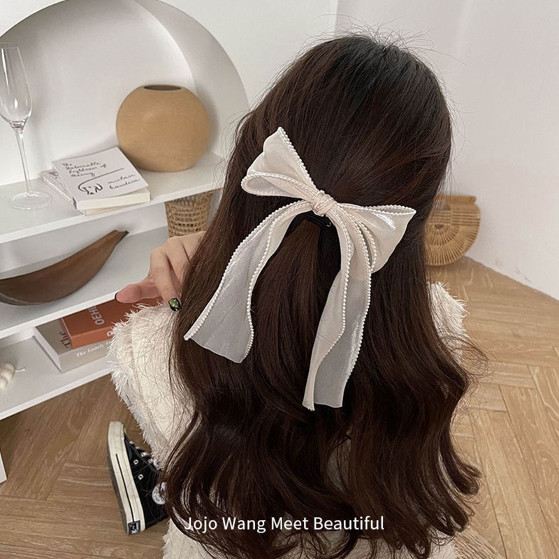 Kẹp Tóc Hình Nơ Đính Ngọc Trai Thời Trang