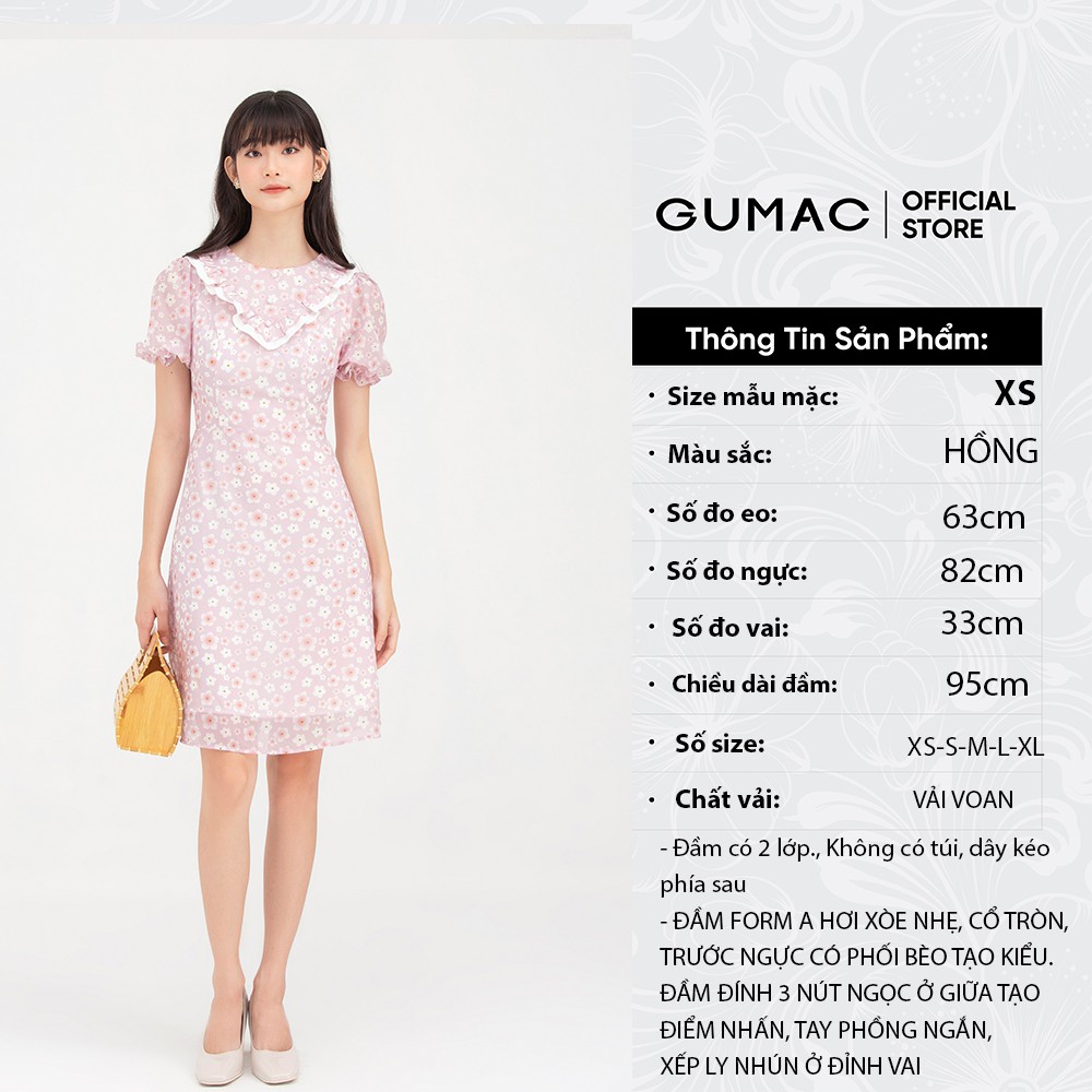 Đầm họa tiết hoa màu hồng GUMAC DB761 | BigBuy360 - bigbuy360.vn