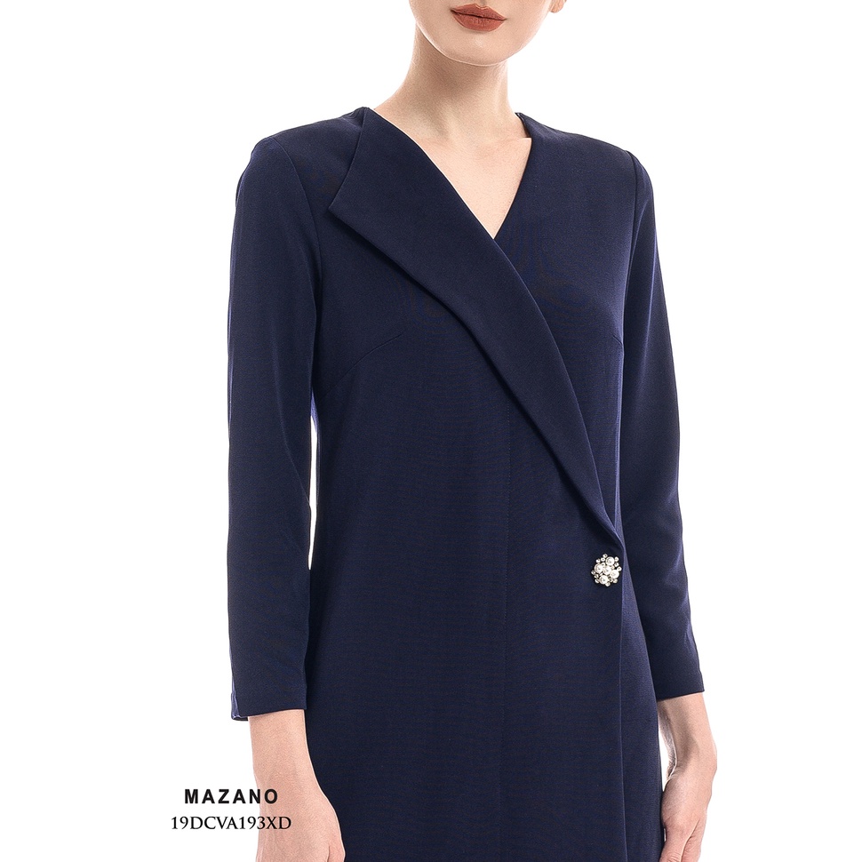 Váy xanh cổ vạt đính đá MAZANO MS 19DCVA193XD