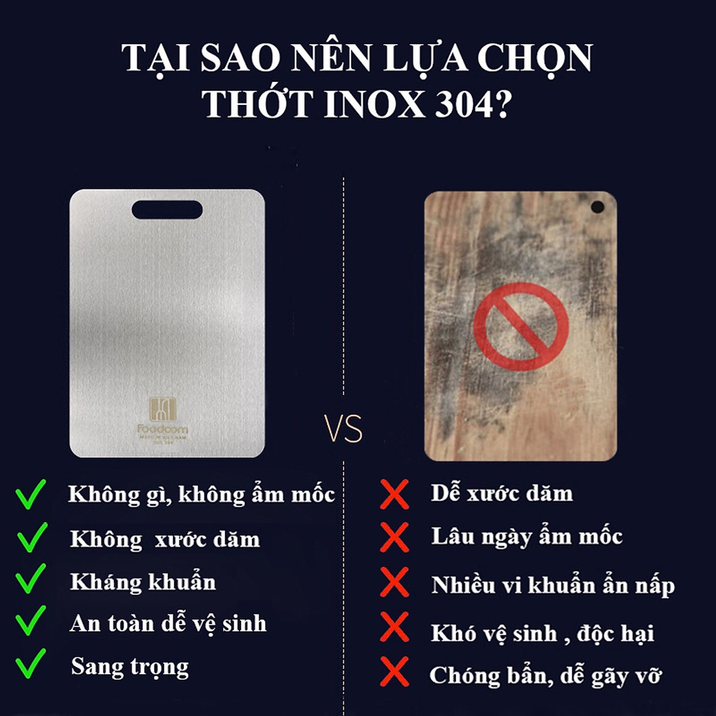 Thớt Inox 304 cao cấp không mùn -không mốc- không bám mùi- rã đông nhanh chóng