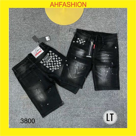 Quần short nam jean cao cấp đen rách chất bò co giãn nhẹ giá rẻ mẫu mới nhất nhiều màu AHFASHION