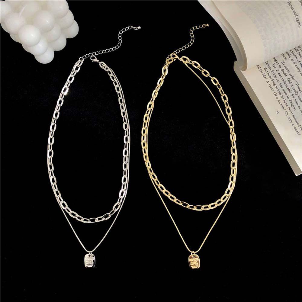 Vòng cổ Hai Lớp Bằng Kim Loại Đơn Giản Thời Trang Hàn Quốc Cho Nữ