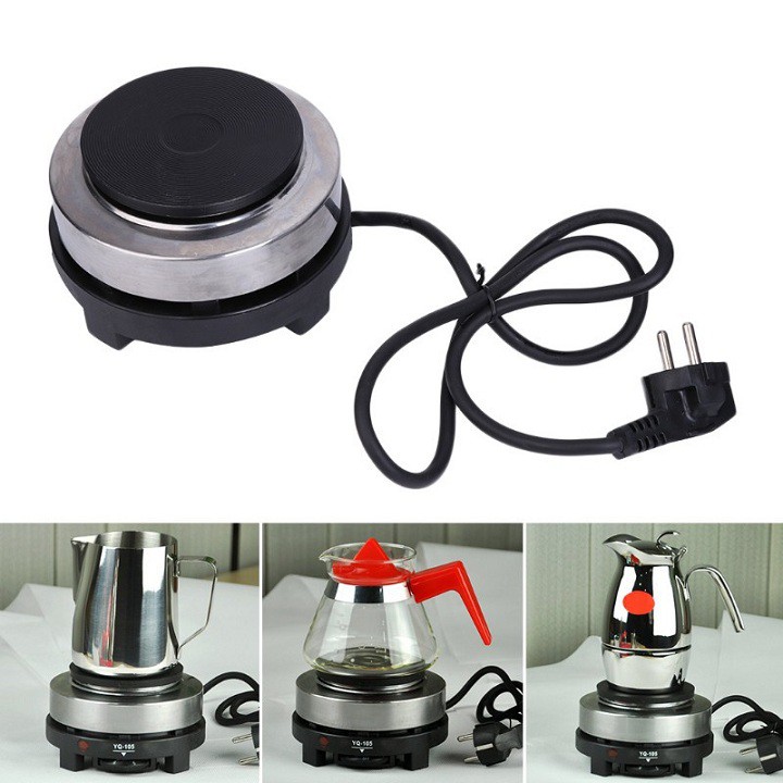 Bộ Ấm Pha Cafe, Combo Ấm Cafe Moka Pot Moka 300ml  Và Bếp Điện Mini 500W Đun Các Loại Ấm