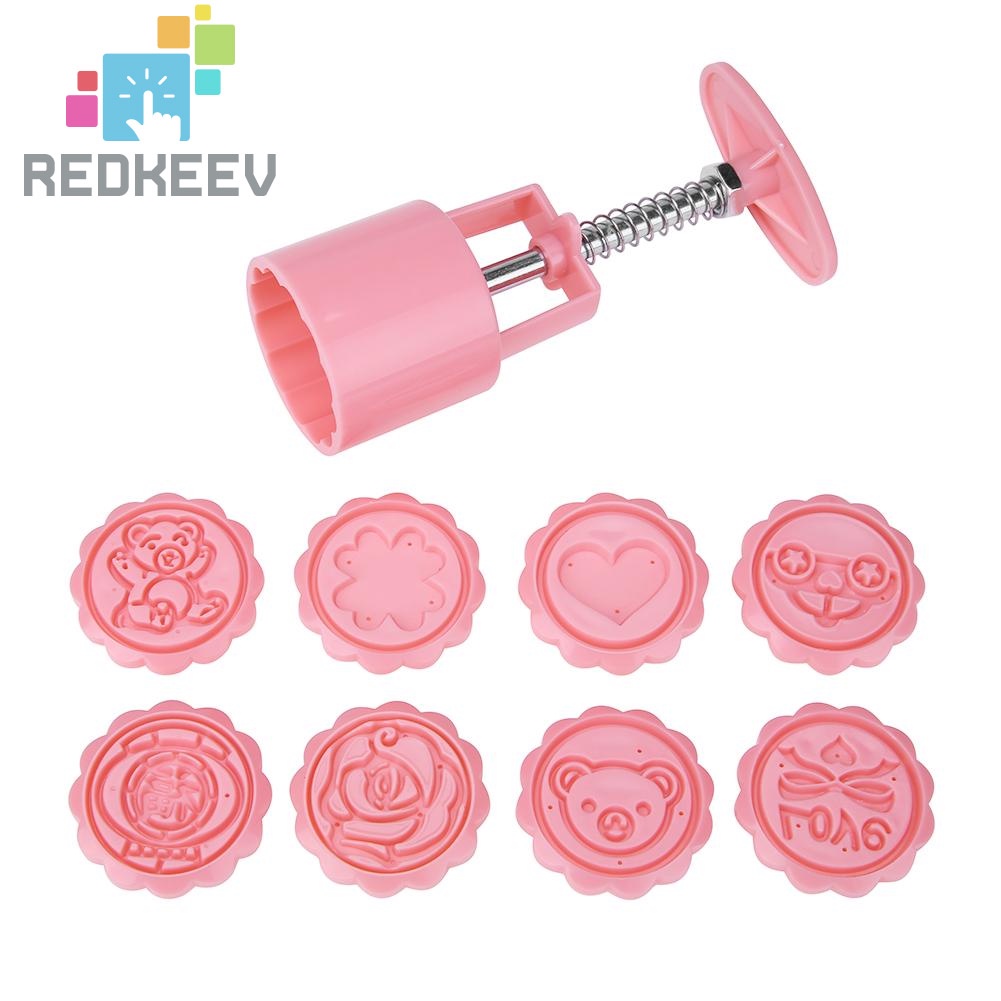 Bộ khuôn làm bánh trung thu hình động vật 3D + 1 8 con dấu áp suất