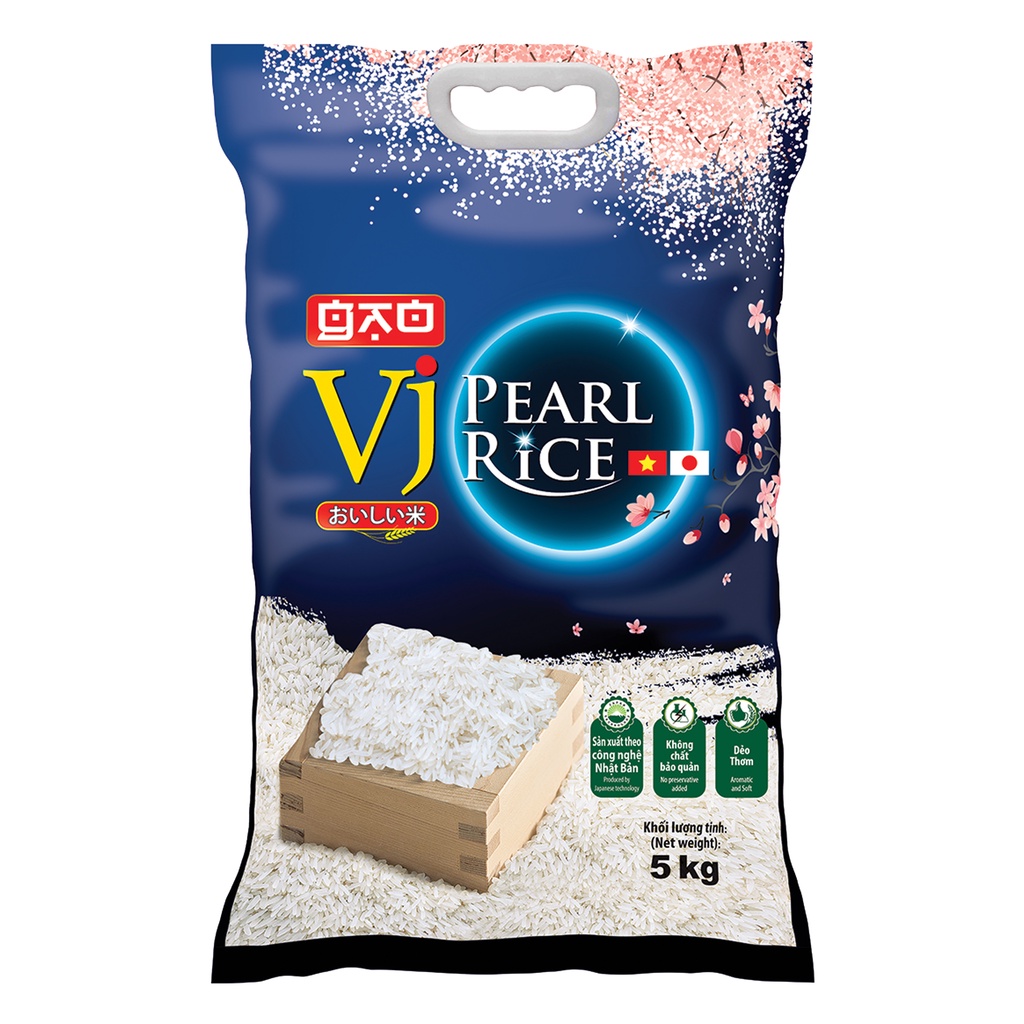 Gạo Vinaseed VJ Pearl Rice gói 5kg - Sản Xuất Theo Công Nghệ Hiện Đại Của Nhật Bản