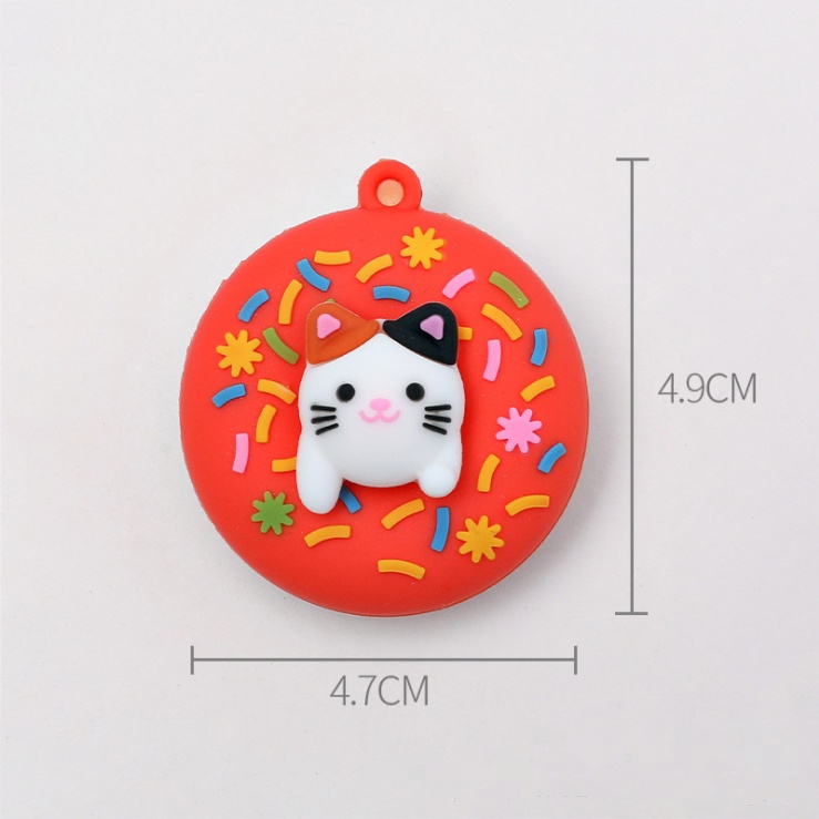 Charm bánh Donut với Thỏ trắng, Shiba, mèo Maneki Neko cho các bạn làm móc khóa, trang trí ốp điện thoại, DIY