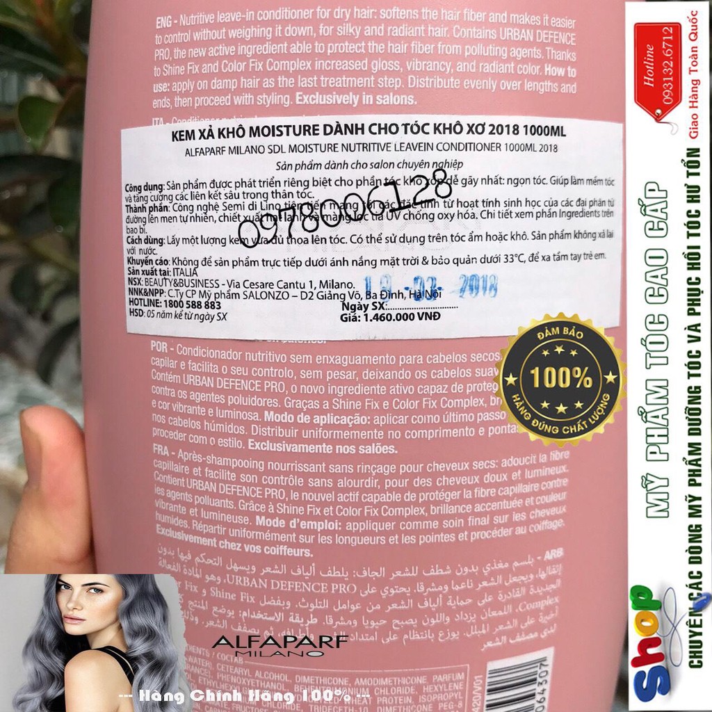 [Alfaparf-chính hãng] Kem xả khô Moisture dành cho tóc khô xơ Semi Dilino Nutritive Leave-In Conditioner Alfaparf 1000ml