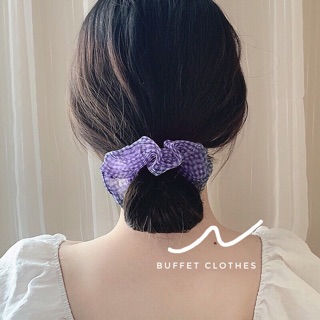 Dây buộc tóc Scrunchies voan caro ❄️