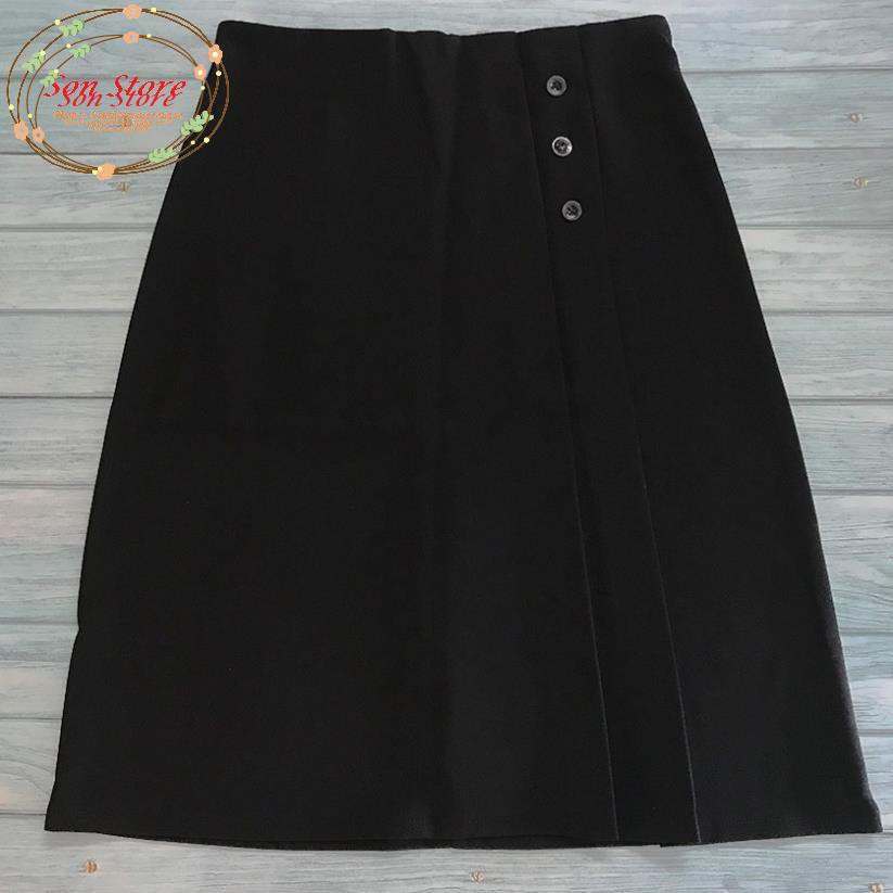 Chân váy midi công sở phối cúc xếp ly dài qua gối | BigBuy360 - bigbuy360.vn