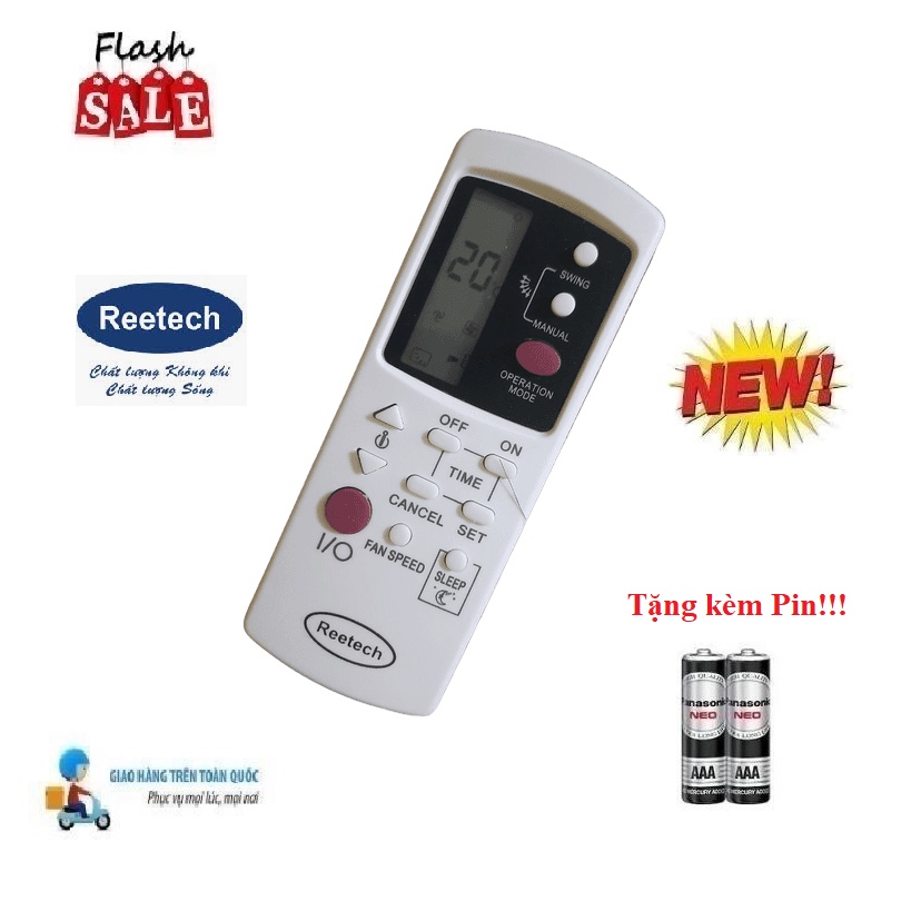 Remote Điều khiển điều hòa Reetech 1&amp;2 chiều Inverter- Hàng mới 100% Tặng kèm Pin