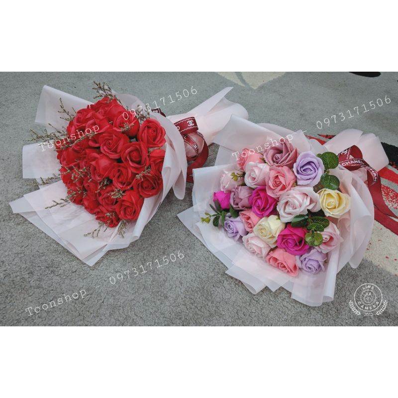 Bó hoa hồng sáp thơm kèm hoa khô ẢNH THẬT SHOP CHỤP