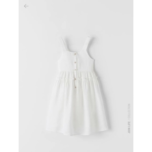 Đầm trắng ZARA cài khuy bé gái, váy xuất dư trẻ em