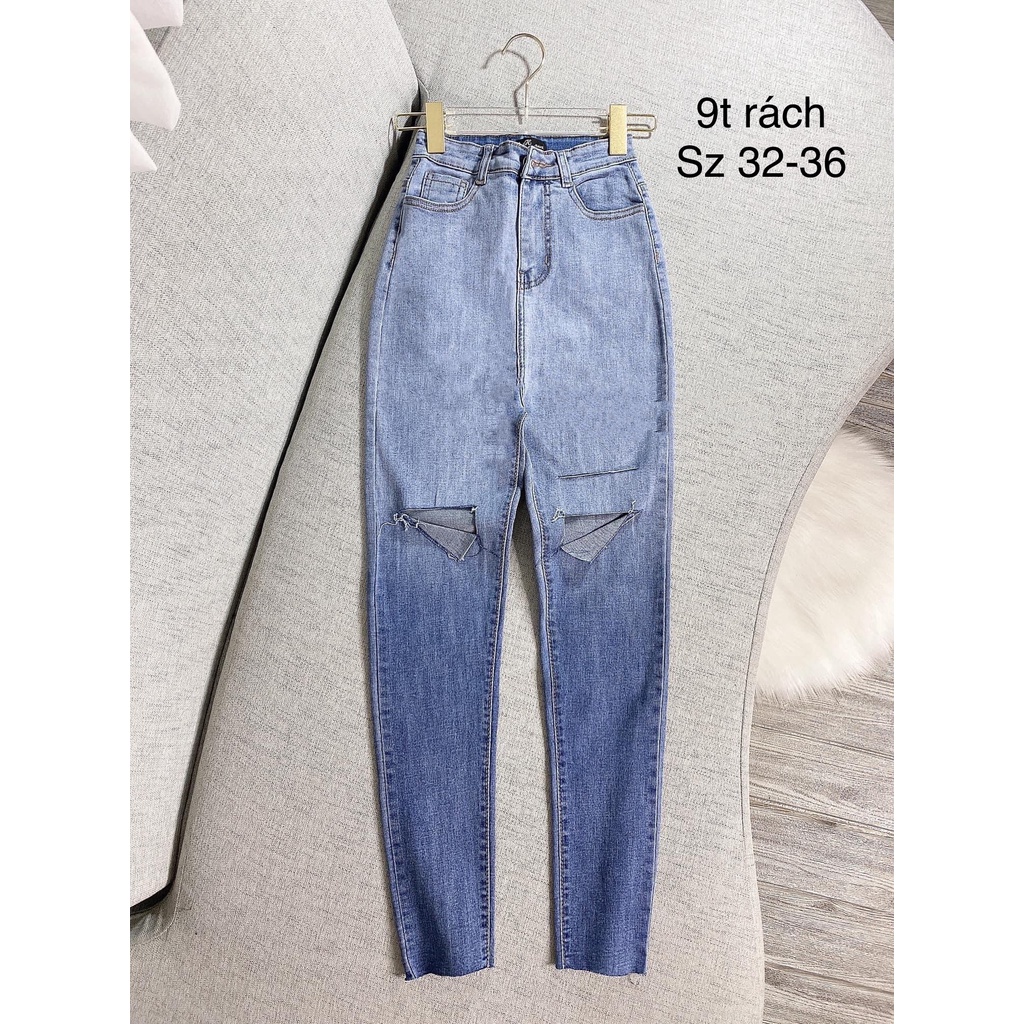 Quần jean 9 tấc Bigsize loang màu Ombre siêu đẹp 4074 4213, lưng cao, co dãn mạnh