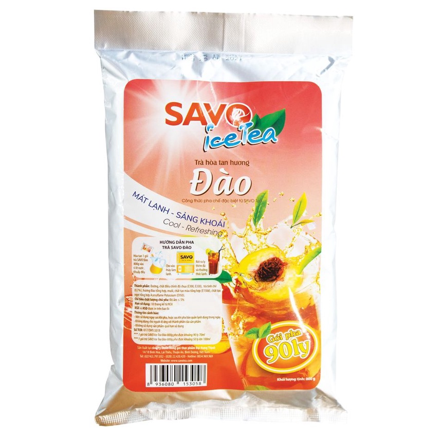 Trà Đào Hòa Tan SAVO  - Túi 800g