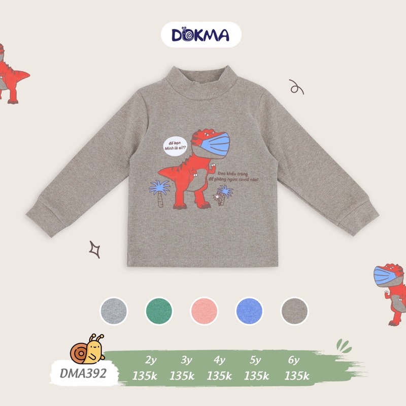 Áo cotton nỉ nhung dày Dokma cổ 3cm cho bé từ 2-6y DMA392