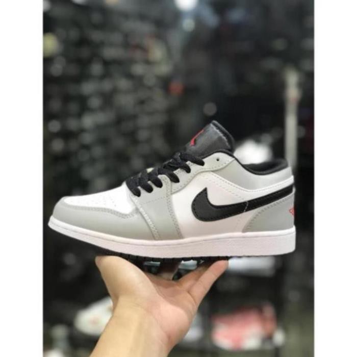 [Xả Kho] Giầy jodan xám vạch đen thấp cổ, Giày JD 1 LOW TOP Hottrend, Giày sneaker JORDAN 1 LOW Trắng Xám Nam Nữ