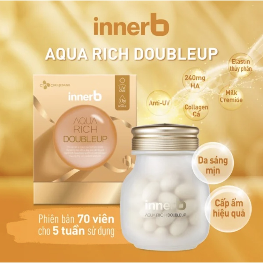 Viên Uống Cấp Nước Innerb Aqua Rich Double Up (Tặng Kèm Túi Trang Điểm)