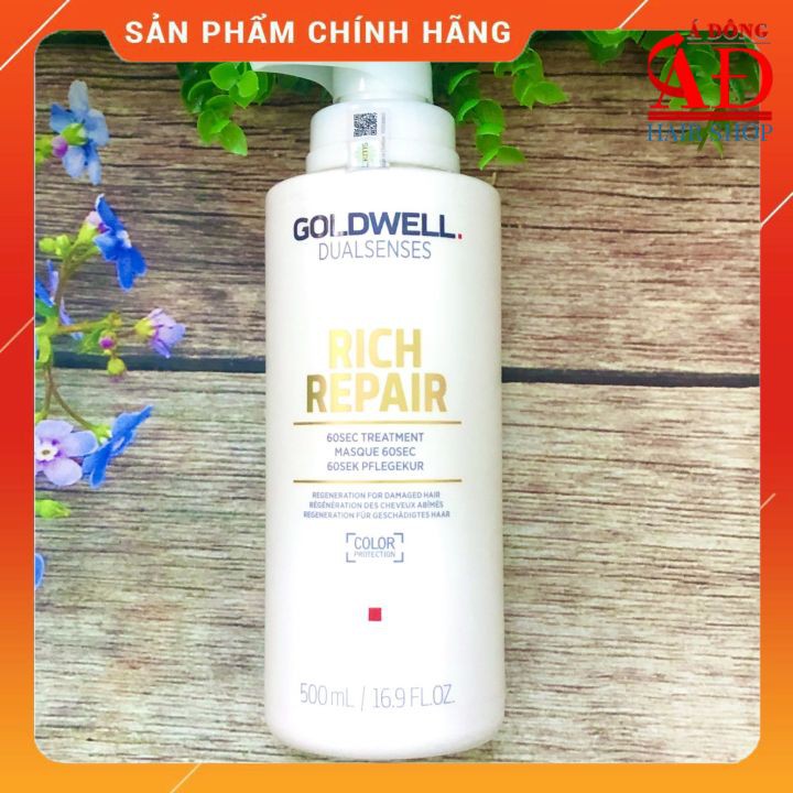 [Chính hãng] [Siêu rẻ] DẦU HẤP TÓC (MẶT NẠ Ủ) 60S GOLDWELL RICH REPAIR SIÊU PHỤC HỒI TÓC HƯ ĐỨC 500ML