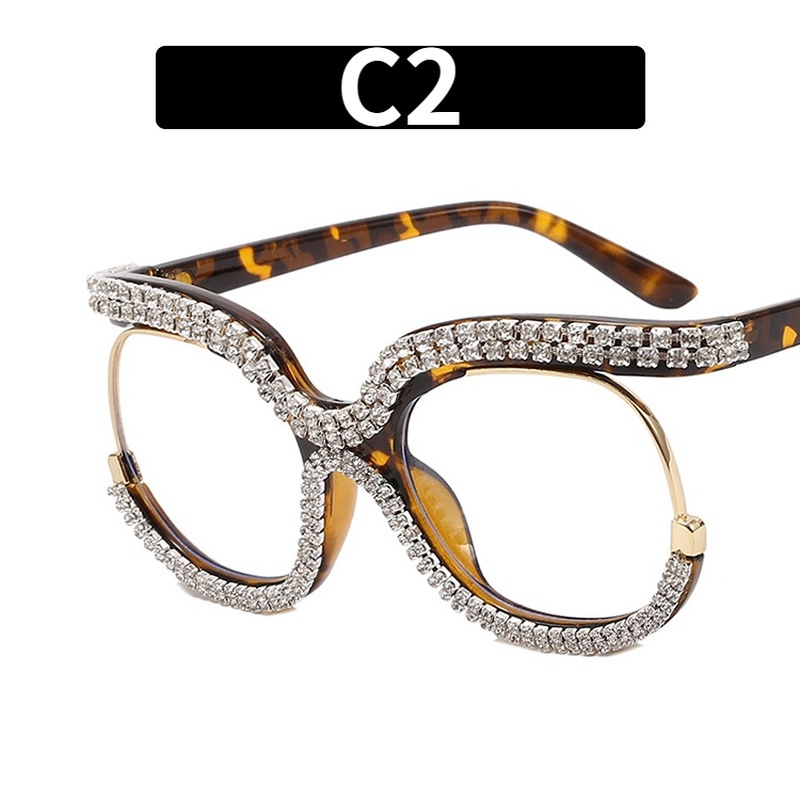 Mắt Kính Gọng Tròn Đính Đá Phong Cách Thời Trang Phương Tây