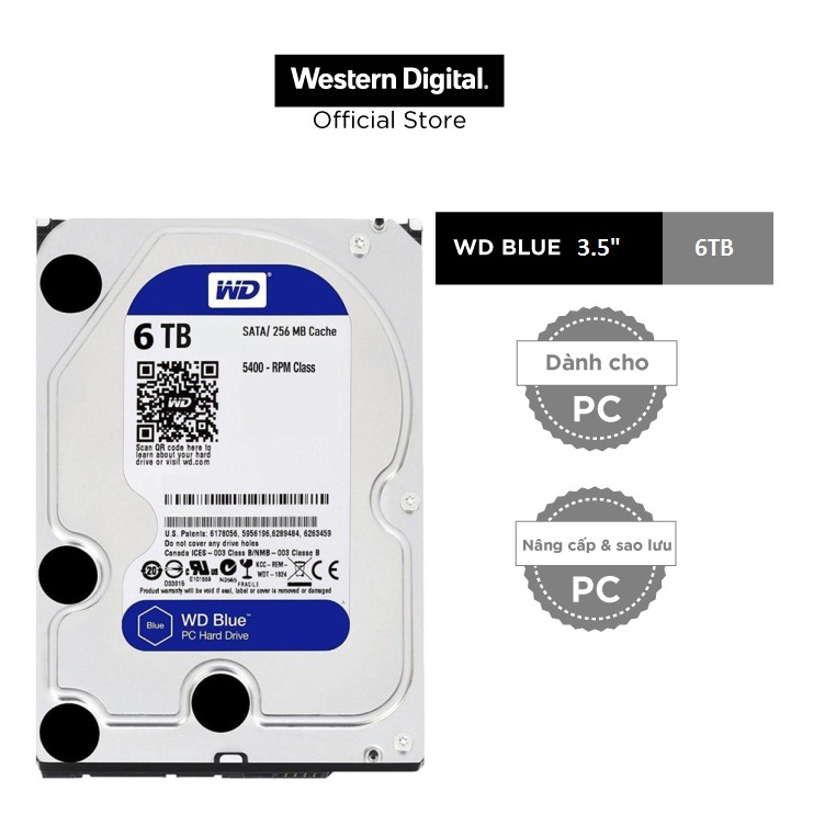 Ổ cứng gắn trong desktop Western Digital WD Blue 6TB, 3.5, sata 3 - WD60EZAZ
