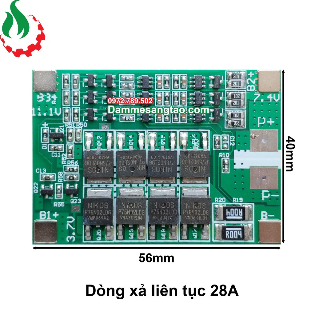 DMST Mạch 3S 12V 28A NLY bảo vệ pin Li-ion 3.7V