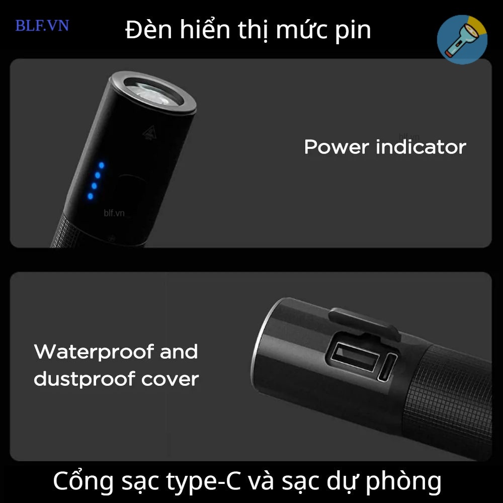 Đèn pin NEXTOOL 1200lm TIR 21700 USB-C sạc dự phòng