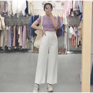 Quần kaki ống suông trắng - be - đen hot trend
