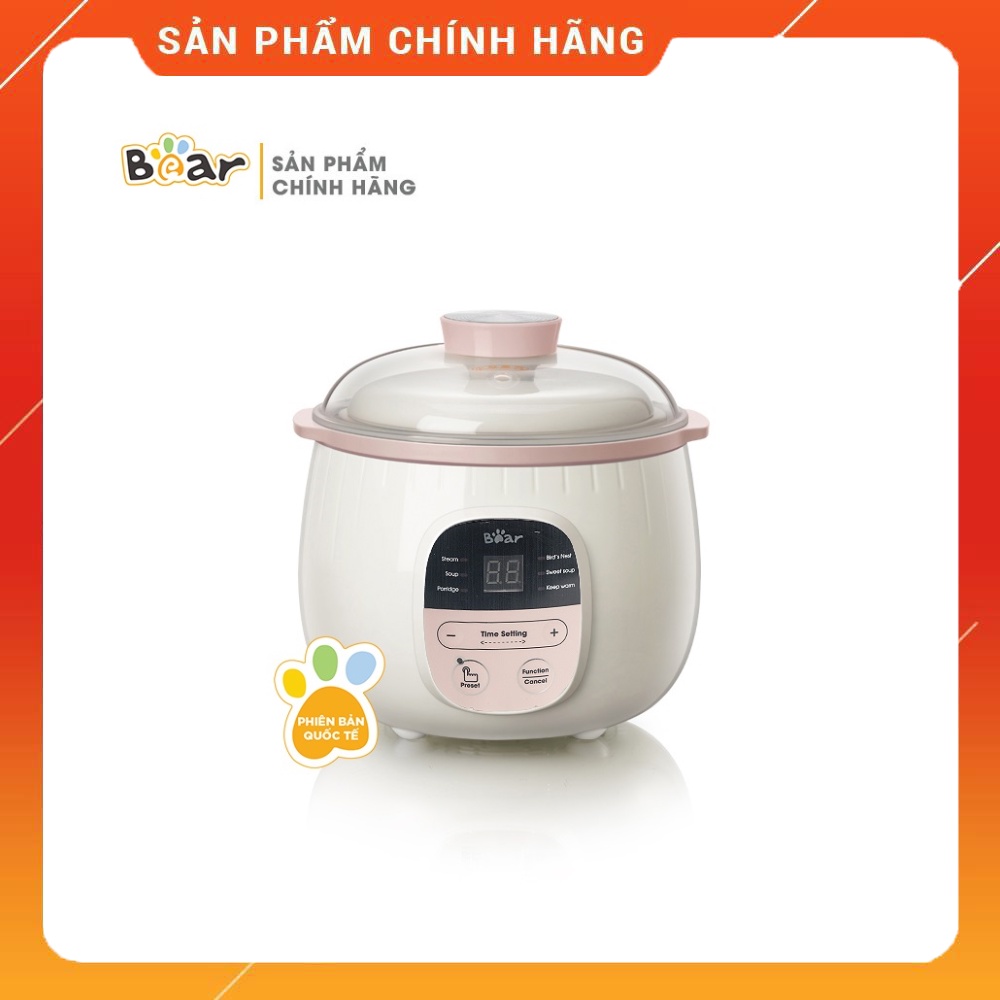 [Bear Chính Hãng] Nồi nấu chậm Bear 0,8L SUBE001 (có lồng hấp). Đủ 3 màu: Vàng, hồng, nâu. sử dụng để Nấu, hấp, hầm