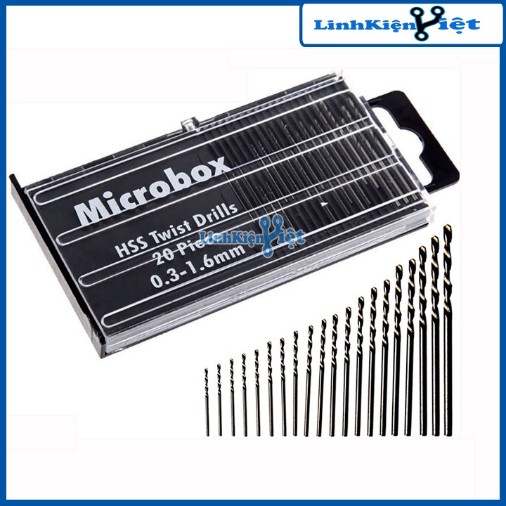 Hộp 20 Mũi Khoan Kim Loại HSS Mini Cao Cấp Siêu Cứng Siêu Sắc (0.3-1.6mm)