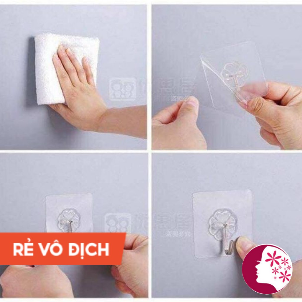 Móc Dán Tường Siêu Dính Trong Suốt Chịu Lực Tốt Chắc Chắn 6x6 cm