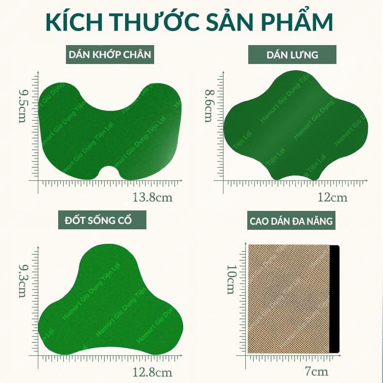 Hộp 12 Cao Dán Ngải Cứu Hamart Miếng Dán Giảm Đau Xương Khớp Chân Cổ Vai Gáy Cột Sống Lưng