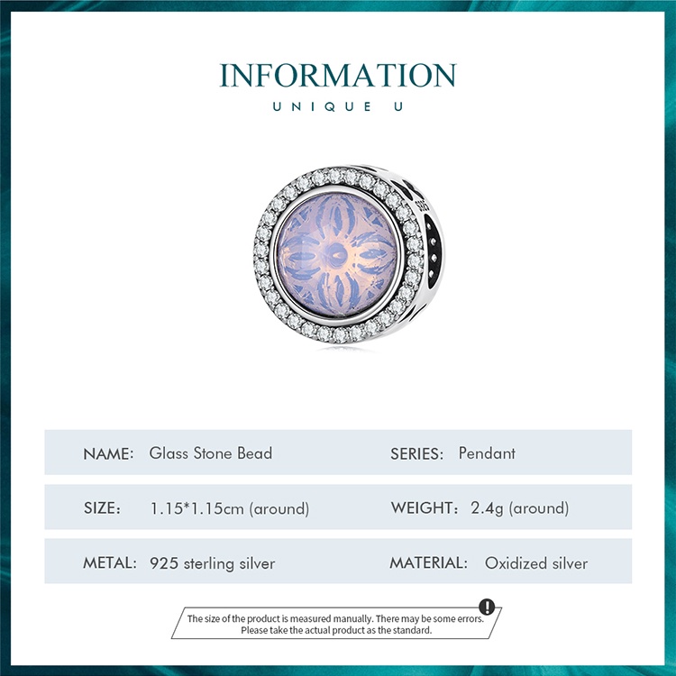 Mặt xỏ BAMOER đính đá thủy tinh bạc 925 làm vòng đeo tay diy