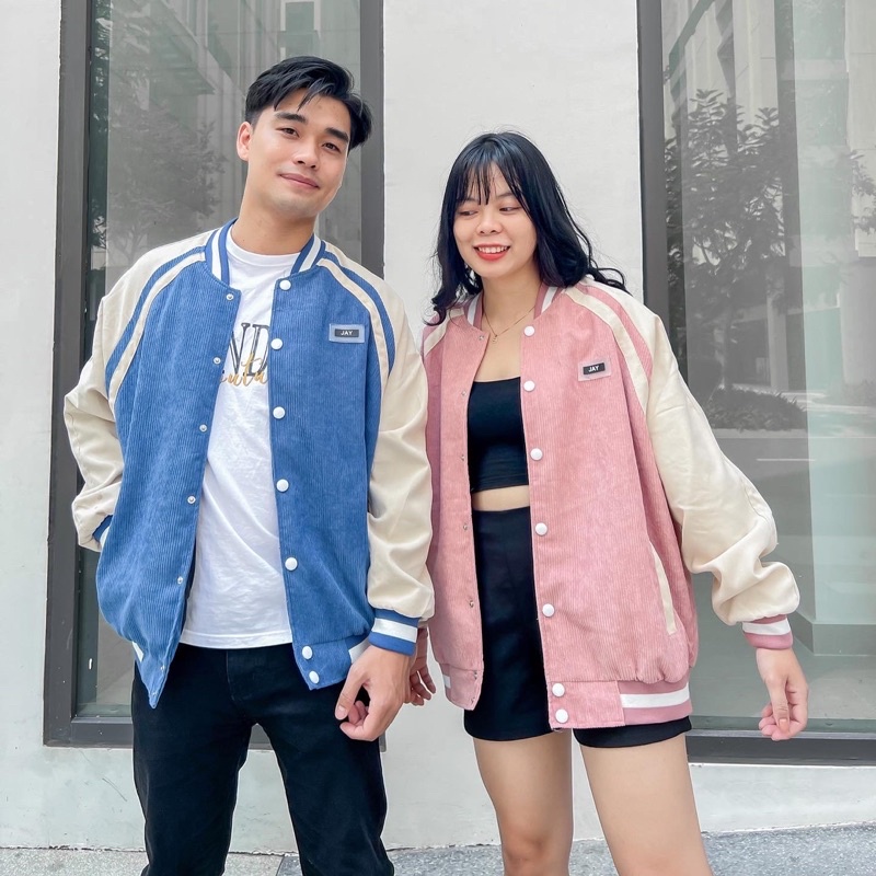 Bomber Jay nhung gân phối tay / Nam nữ unisex / Jaystoree