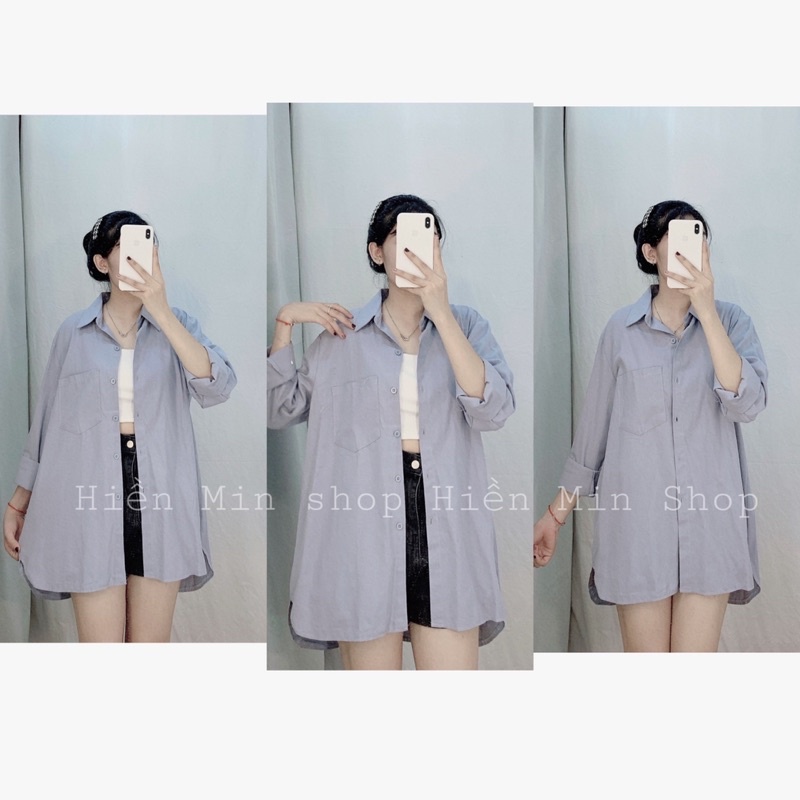 Áo sơmi trơn vintage chất thô mềm dày dặn mã 393 hàng chuẩn QC loại 1,Áo sơ mi trắng nữ kiểu Hàn quốc