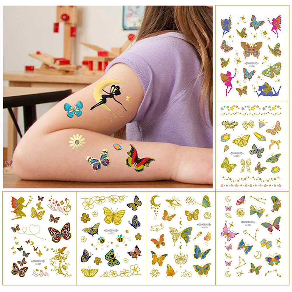 Hình Xăm Dán Tạm Thời Hình Bướm|Hình Dán Nghệ Thuật Kim Tuyến Chống Thấm Mồ Hôi