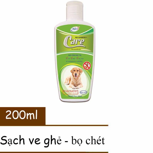 SỮA TẮM BIO CARE DIỆT VE, RẬN, BỌ CHÉT, KHỬ MÙI CHÓ MÈO