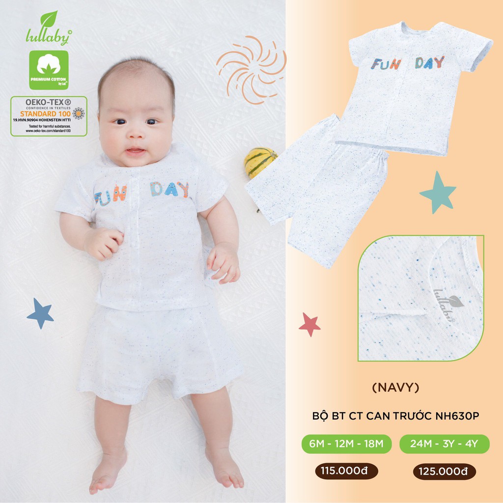 Quần áo trẻ em bộ bé trai cộc tay cổ tròn can trước xuân hè lullaby baby baby nhật hoa [ NH630P - Size 3m-4y ]