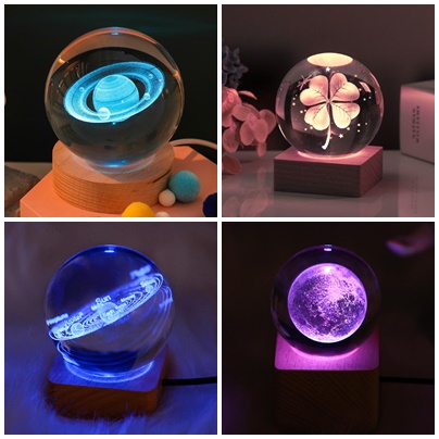 Đèn Ngủ 3D Quả Cầu Pha Lê Phát Sáng Ánh Sáng Đổi Màu, Decor Phòng Ngủ, Quà Tặng Sinh Nhật, Lưu Niệm, Giáng Sinh