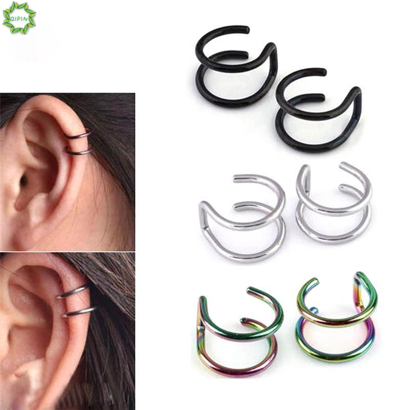 Cặp khuyên kẹp vành tai dạng vòng xoắn không cần xỏ lỗ với 4 màu