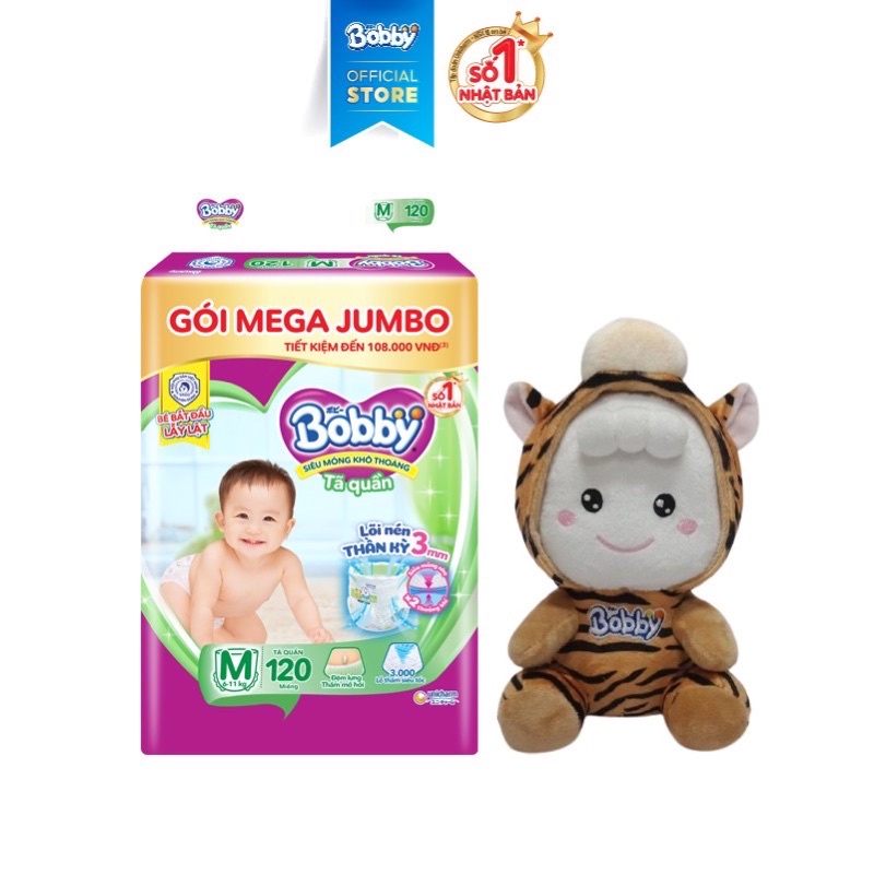 TÃ QUẦN BOBBY MEGA JUMBO M120/M120+12/L104/L104+12/XL92/XL96/XXL88/XXL84 GÓI LỚN SIÊU TIẾT KIỆM...