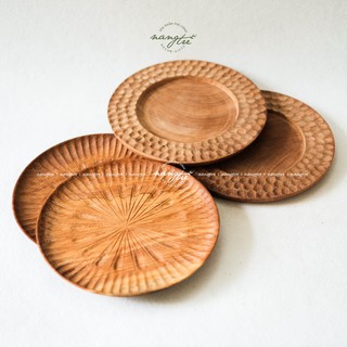 Đĩa gỗ đỏ/ Đĩa gỗ tròn decor (25cm)