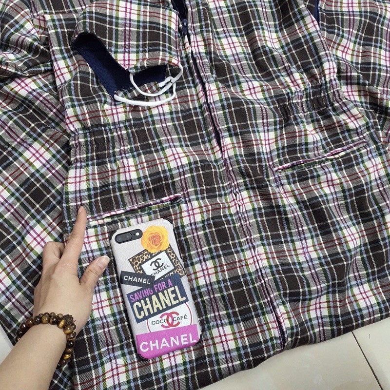 Áo cotton kẻ 2 lớp choàng dài toàn thân chống tia uv loại 1.