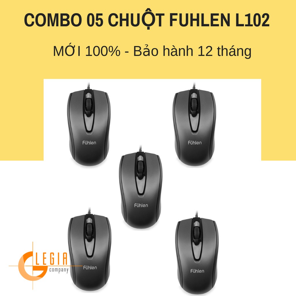 COMBO 05 Chuột quang Fulen L102 (Đen)