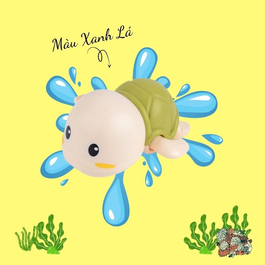 Rùa thả bể bơi vặn cót cho bé tắm, Đồ chơi phòng tắm cho bé, đồ chơi nhà tắm màu sắc tươi sáng, chất liệu nhựa an toàn
