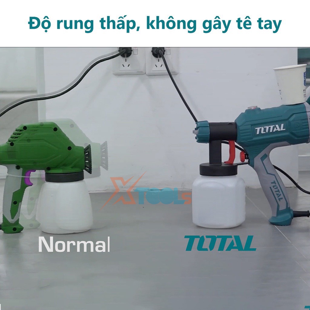 Máy phun sơn dùng điện TOTAL TT3506, điện thế 220-240V, công suất 450W, 380ml/phút, 800ml, dia 0.6/0.8mm, súng sơn điện