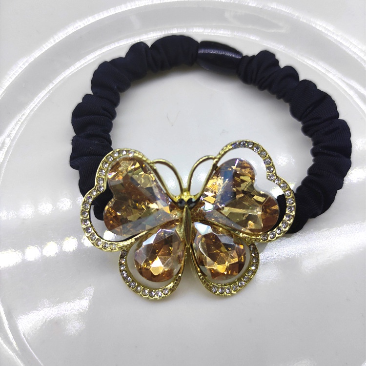 Dây Buộc Tóc Cao Su Co Giãn Phối Họa Tiết Cánh Bướm Đính Đá Pha Lê Phong Cách Hàn Quốc 2022 Thời Trang Cho Nữ