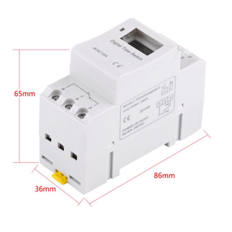 AHC15A DIN Rail Mounting Digital LCD Programmable Timer Switch ON/OFF AC 220V